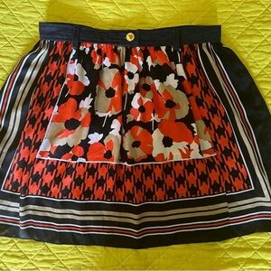 Floral Patterned Skirt - Black, Red, and White